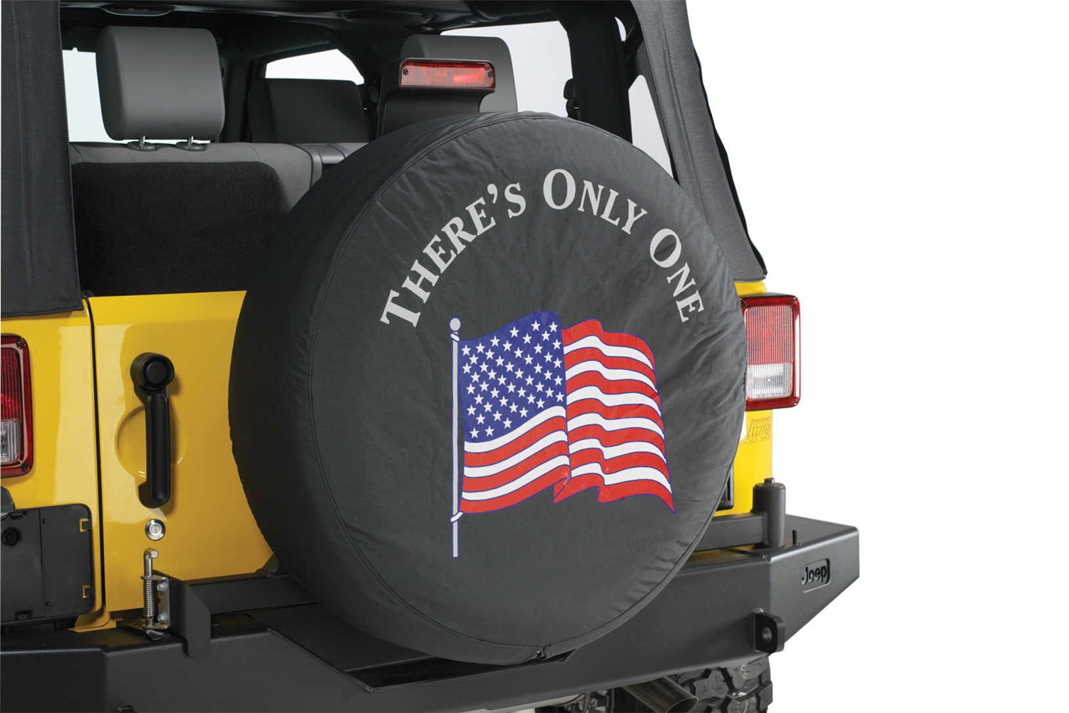 Sare Tire Cover in Black Denim, American Flag THERE'S ONLY ONE :...