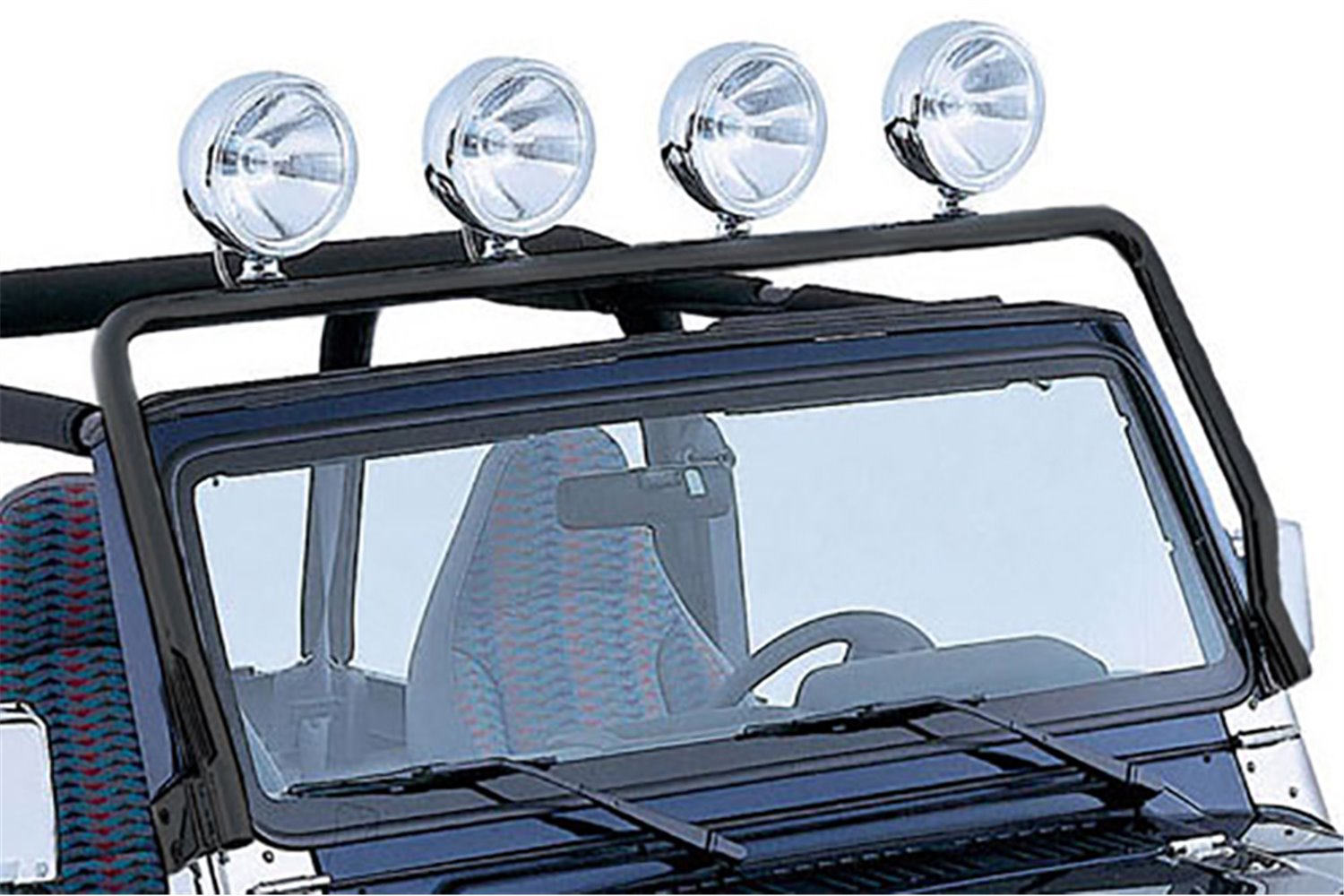 Light Bar, Full Frame, Black : 76-86 CJ, 87-95 Jeep Wrangler YJ